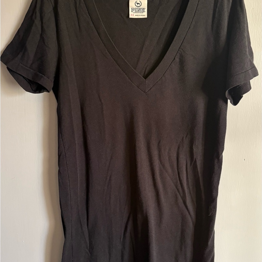 PINK Victoria's Secret Black V-Neck Tee